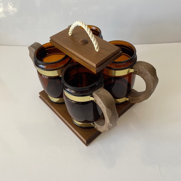 Siesta Ware Barrel Mugs with Caddy Set of 4 MCM Vintage - Picture 6 of 10